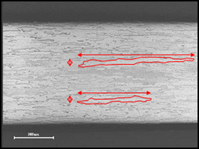 氧化物弥散强化白金的晶体结构的剖面照片
